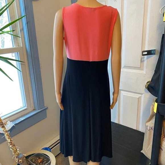 R&K Black Pink Color Block Casual Stretchy Comfy Summer Dress Women Size 10 - Picture 2 of 7